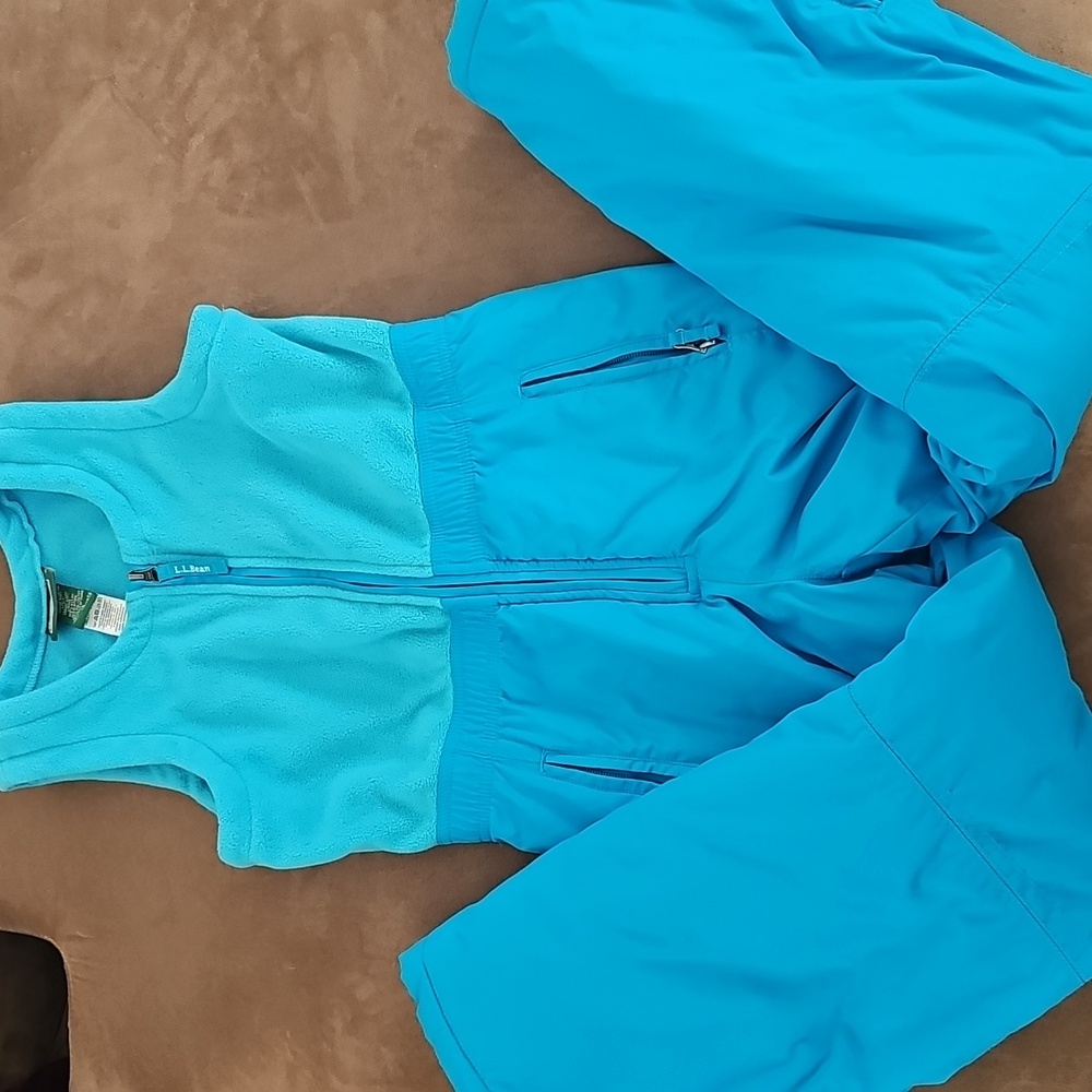 LL Bean Snow Bibs, Blue, Girls Size 10